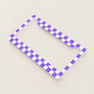 Classic visual purple checkerboard  license plate frame