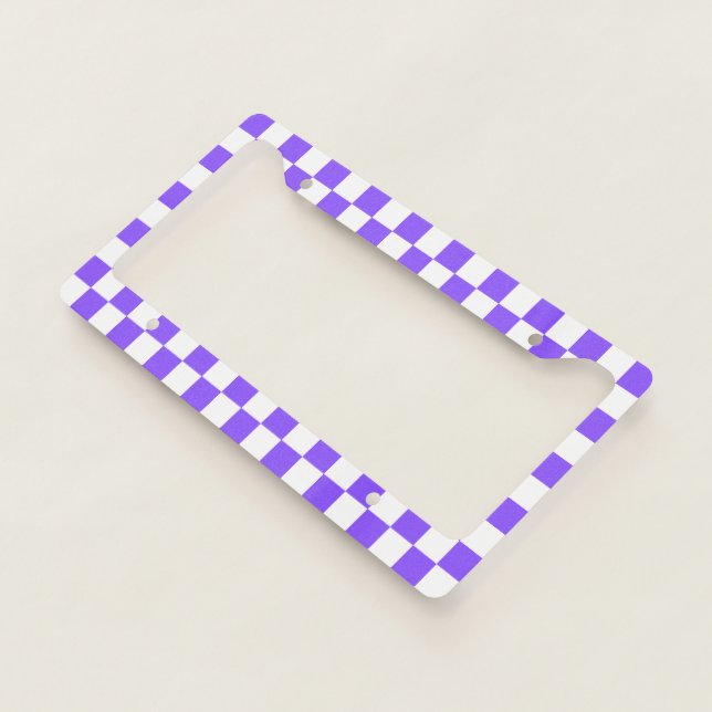 Classic visual purple checkerboard  license plate frame (3/4)