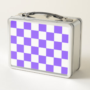 Classic visual purple checkerboard metal lunch box