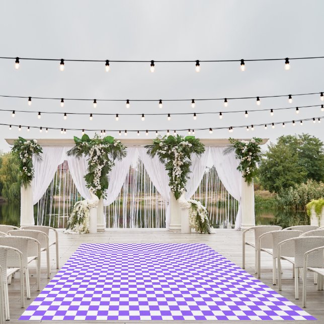 Classic visual purple checkerboard  outdoor rug (Insitu (Wedding 1))