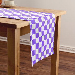 Classic visual purple checkerboard  short table runner