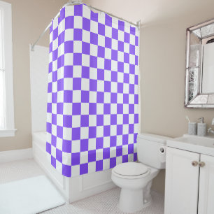 Classic visual purple checkerboard  shower curtain