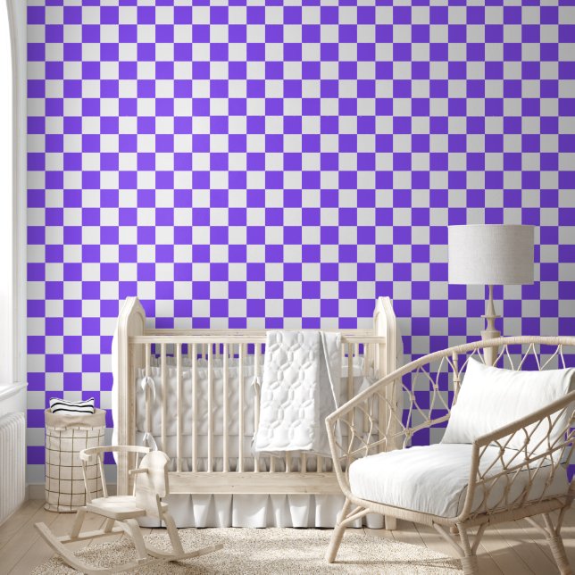 Classic visual purple checkerboard  wallpaper  (Kids)