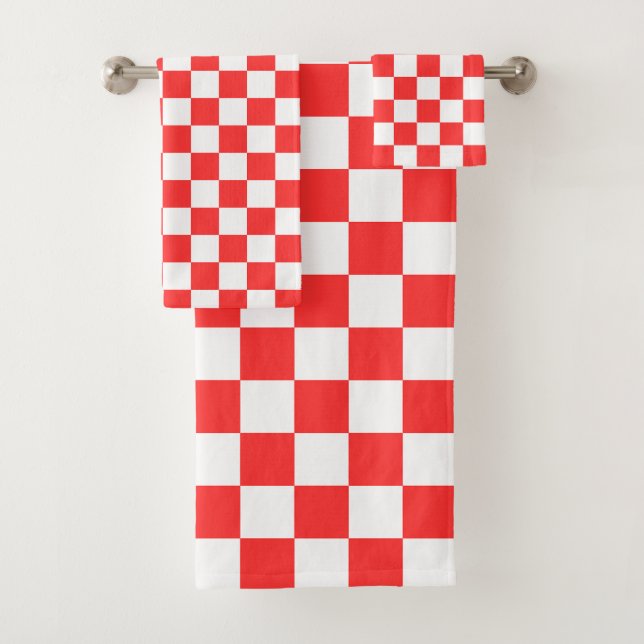 Classic visual red checkerboard  bath towel set (Insitu)