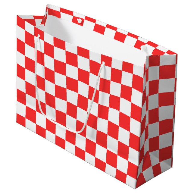 Classic visual red checkerboard  large gift bag (Front Angled)
