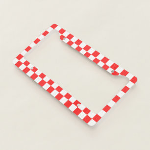 Classic visual red checkerboard  license plate frame