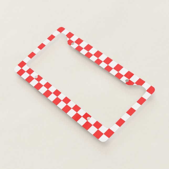 Classic visual red checkerboard  license plate frame (3/4)