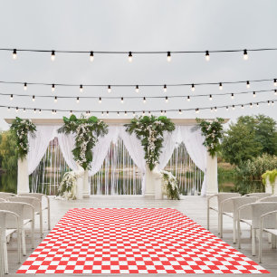 Classic visual red checkerboard outdoor rug