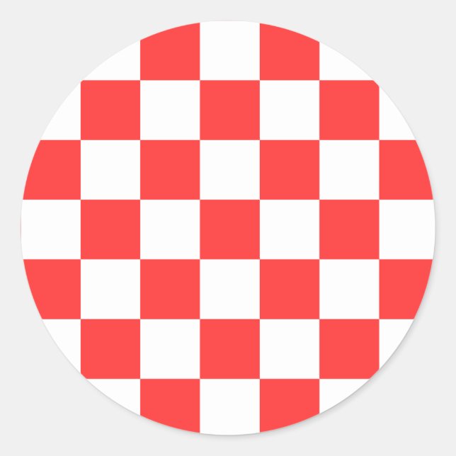 Classic visual red checkerboard  round sticker (Front)