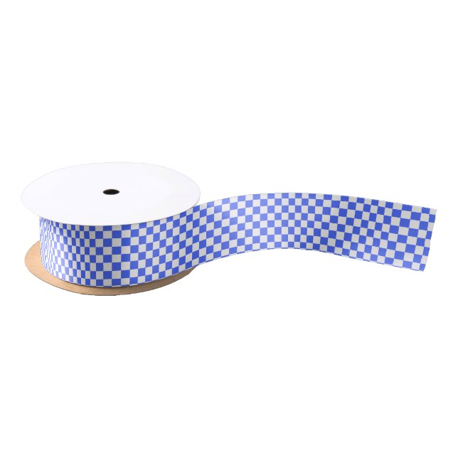 Classic visual sapphire checkerboard  satin ribbon (Spool)