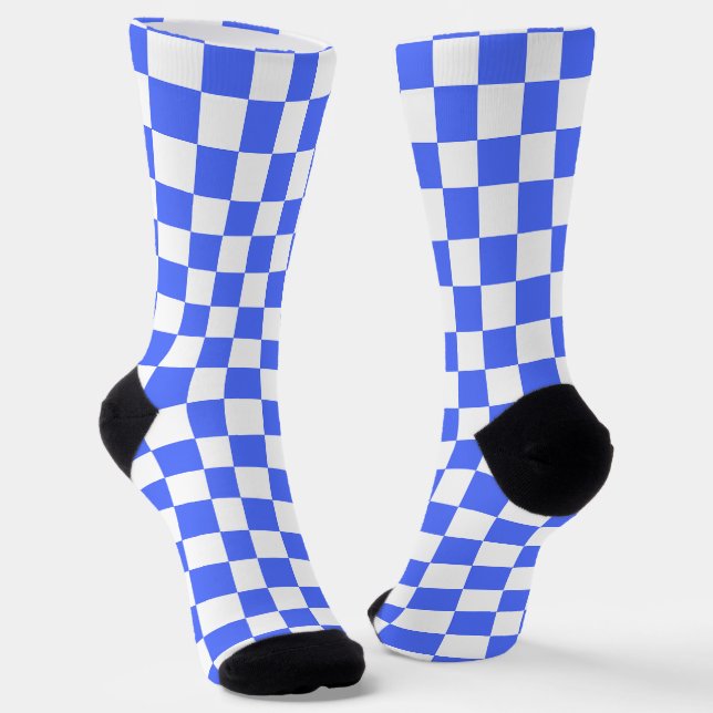Classic visual sapphire checkerboard  socks (Angled)