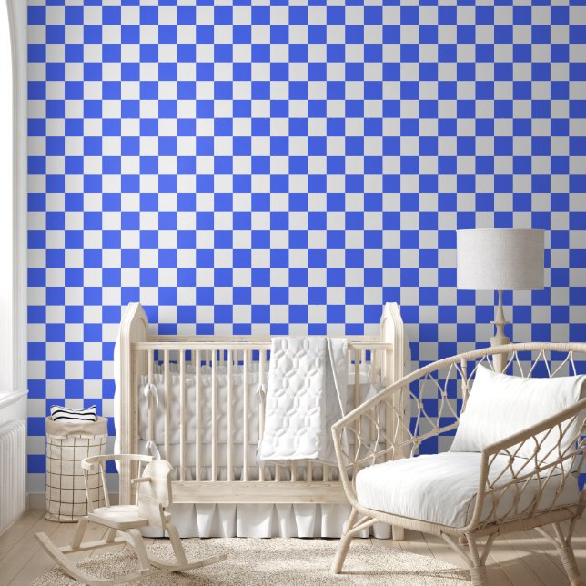 Classic visual sapphire checkerboard  wallpaper  (Kids)