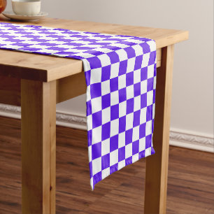 Classic visual violet checkerboard short table runner
