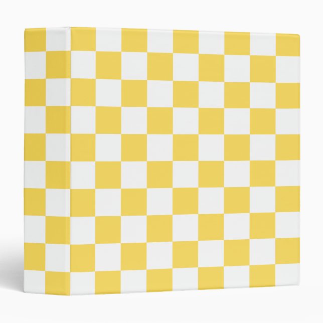 Classic visual yellow checkerboard  3 ring binder (Front/Spine)