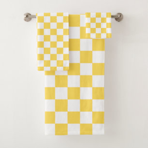 Classic visual yellow checkerboard  bath towel set