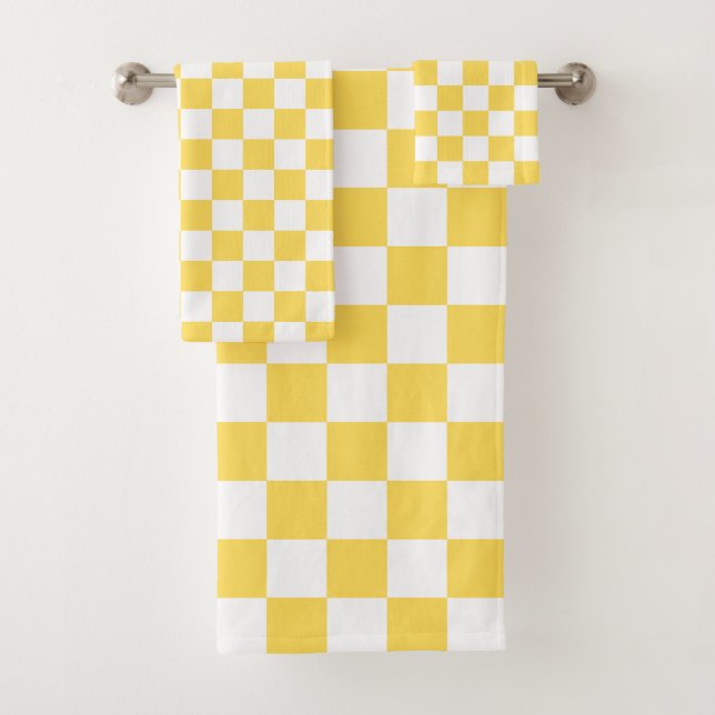 Classic visual yellow checkerboard  bath towel set (Insitu)