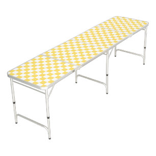 Classic visual yellow checkerboard  beer pong table