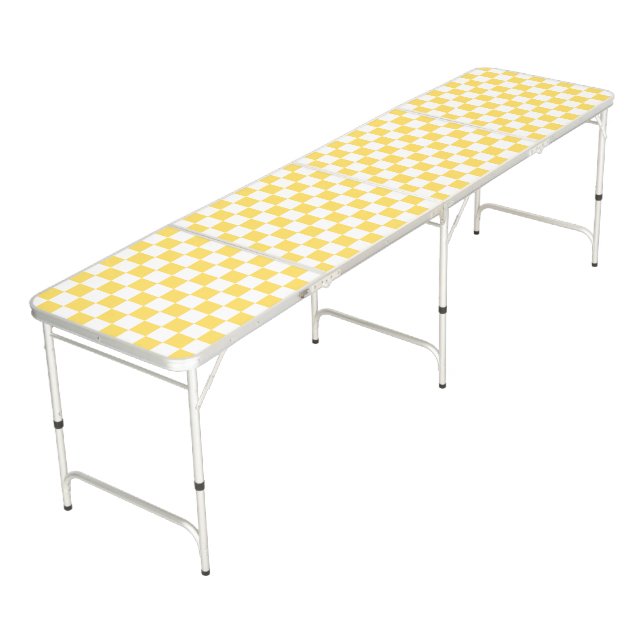 Classic visual yellow checkerboard  beer pong table (Angled)