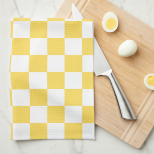 Classic visual yellow checkerboard kitchen towel