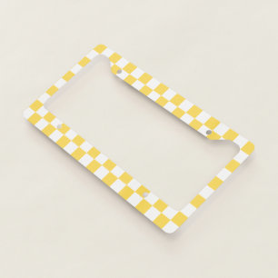 Classic visual yellow checkerboard  license plate frame