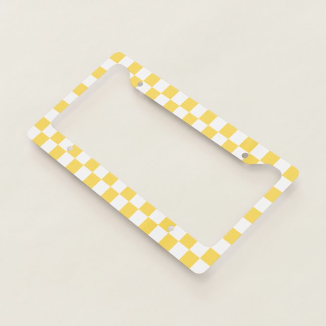 Classic visual yellow checkerboard  license plate frame (3/4)