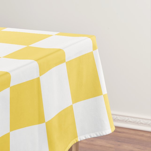 Classic visual yellow checkerboard  tablecloth (In Situ)
