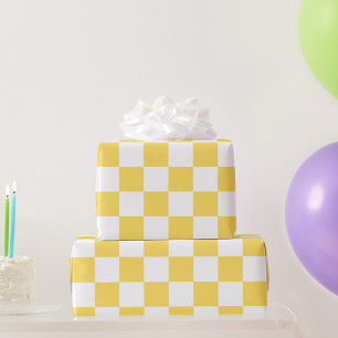 Classic visual yellow checkerboard  wrapping paper