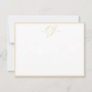 Classic Warm Ochre Monogram Note Card