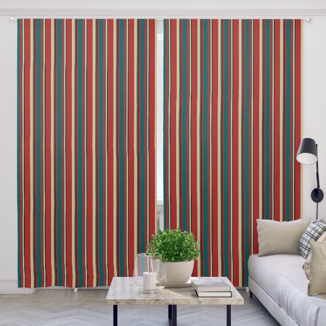 Classic warm vertical stripes, Autumnal hues Blackout Curtains (Living Room)