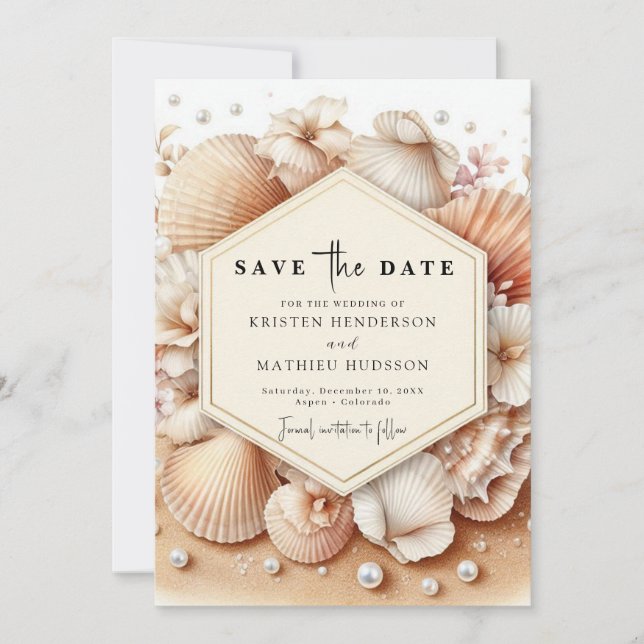 Classic Watercolor Beach Wedding Save The Date (Front)