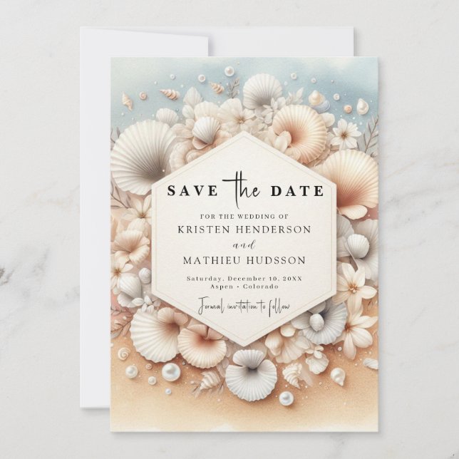 Classic Watercolor Beach Wedding Save The Date (Front)