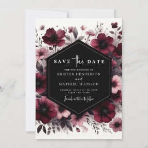 Classic Watercolor Burgundy Wedding Save The Date