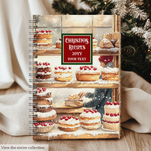 Classic Watercolor Christmas Recipe Organizer Notebook