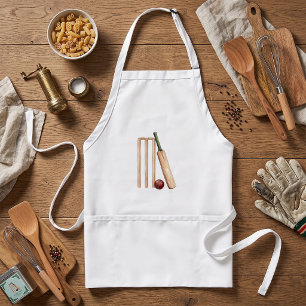Classic Watercolor Cricket Bat and Ball Adult Apron