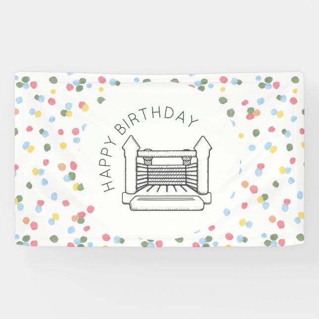 Classic Watercolor Dots Bounce House Banner (Horizontal)