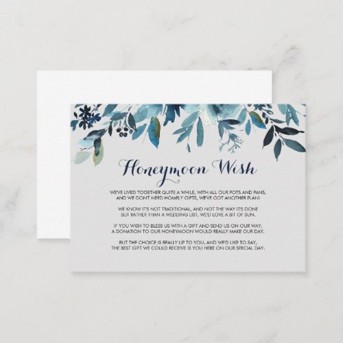 Classic Watercolor Floral Honeymoon Wish  Enclosure Card