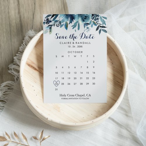Classic Watercolor Floral Save the Date Calendar