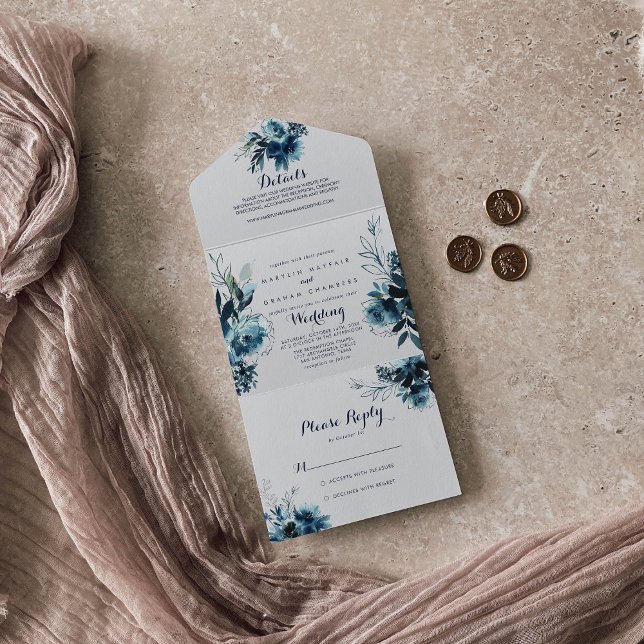 Classic Watercolor Floral Wedding All In One Invitation (Creator Uploaded)