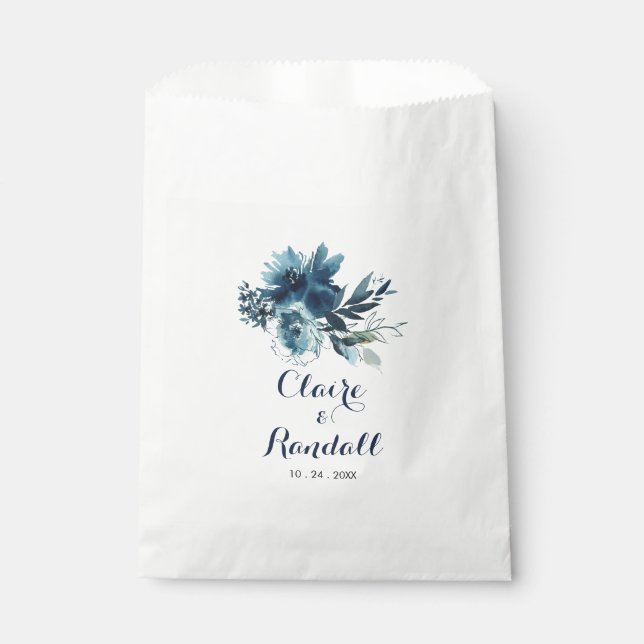Classic Watercolor Floral Wedding  Favor Bag (Front)