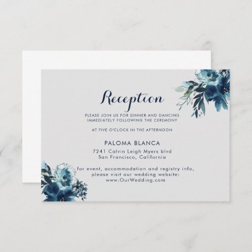 Classic Watercolor Floral Wedding Reception  Enclo Enclosure Card
