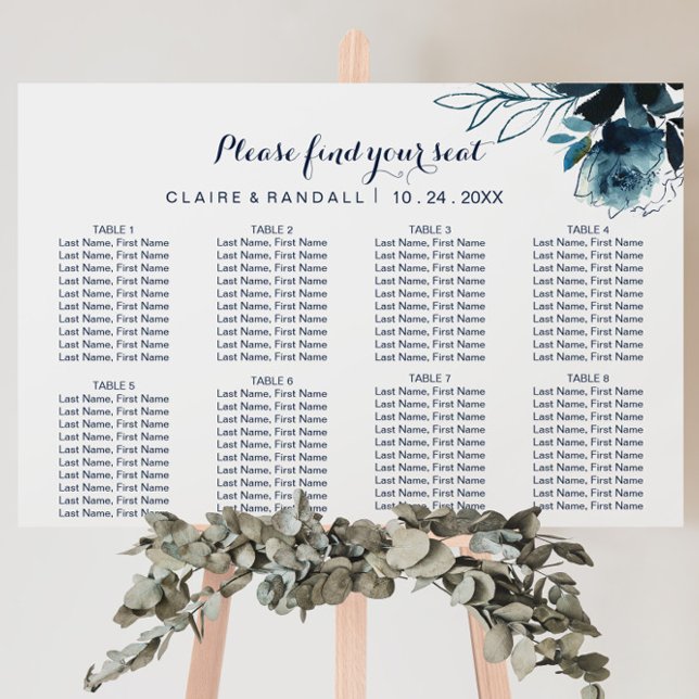 Classic Watercolor Floral Wedding Seating Chart Foam Board (Creator Uploaded)