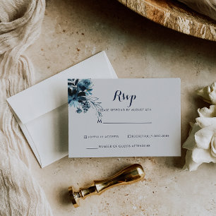 Classic Watercolor Floral White RSVP Card