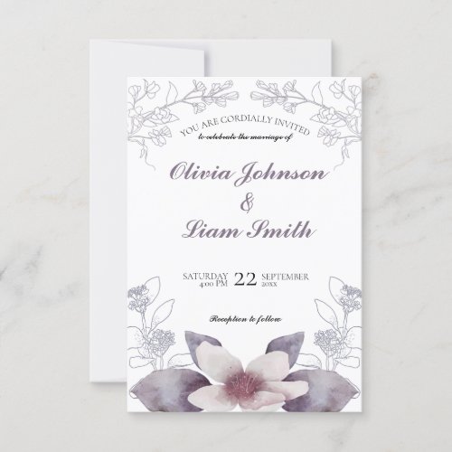 Classic watercolor florals wedding Invitation