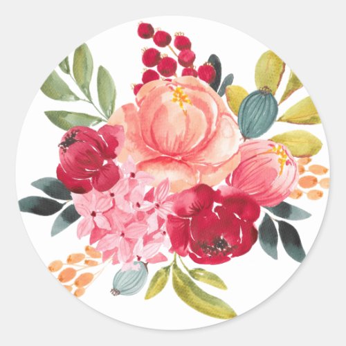 Classic Watercolor Flowers  Floral Sticker