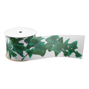 Classic watercolor Green English Ivy Satin Ribbon