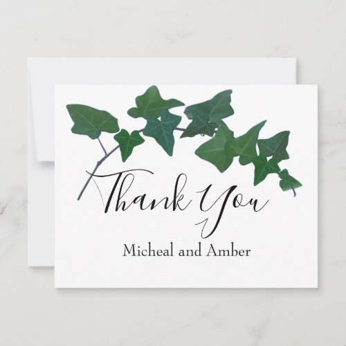 Classic watercolor Green English Ivy     Thank You Card