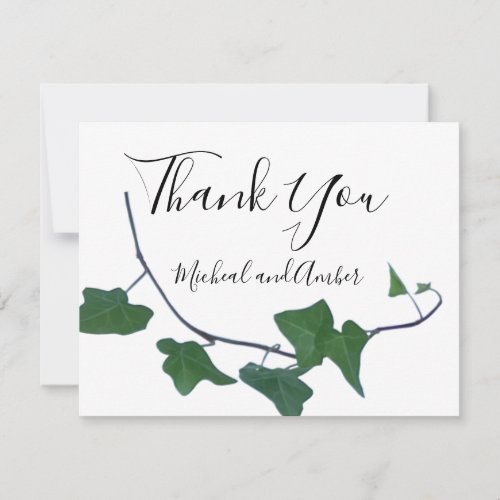 Classic watercolor Green English Ivy     Thank You Card