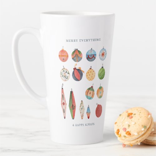 Classic Watercolor Hygge Christmas Ornaments Latte Mug