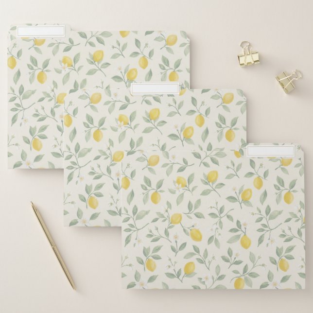 Classic Watercolor Lemon File Folder (Set)