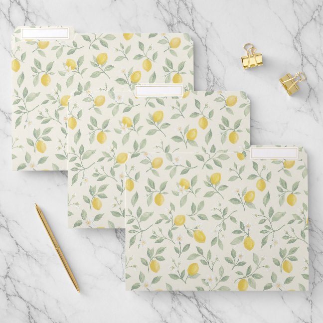 Classic Watercolor Lemon File Folder